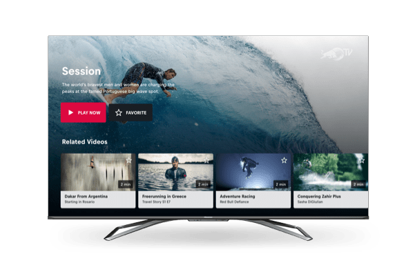 A Hisense Smart TV showing Red Bull content from Red Bull TV.