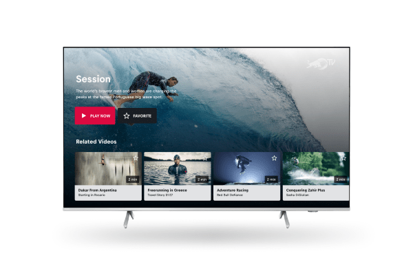 “A Philips Smart TV displayed showing Red Bull content from Red Bull TV.