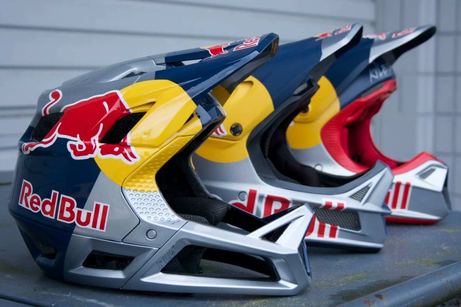 Custom painted Red Bull helmets by 