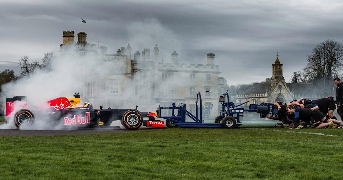 F1 car vs a rugby scrum: Watch Daniel Ricciardo here
