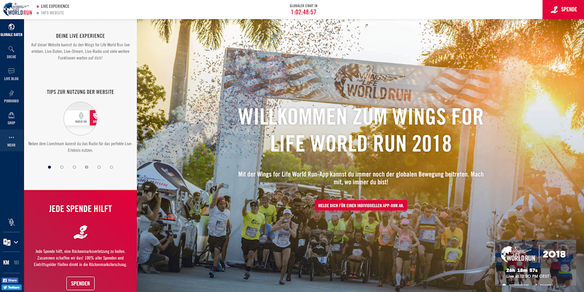 Wings for Life World Run > Live Experience & Livestream