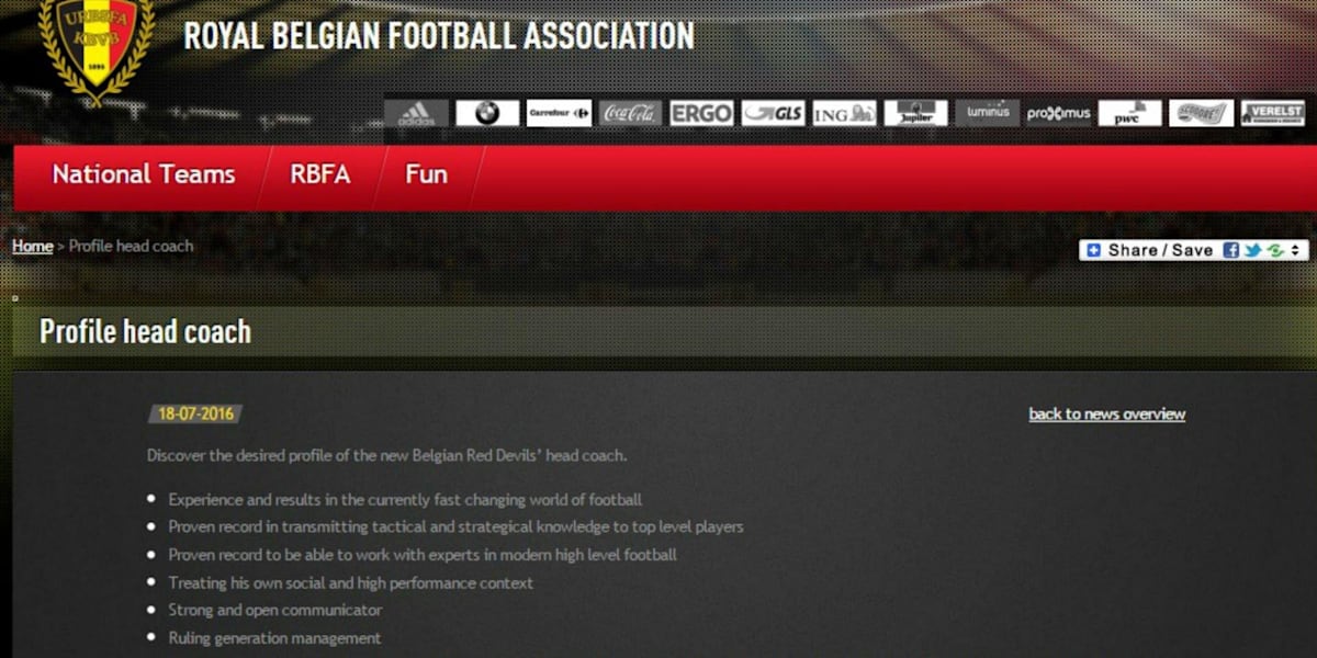 Will Football Manager fans apply for the Belgium job?