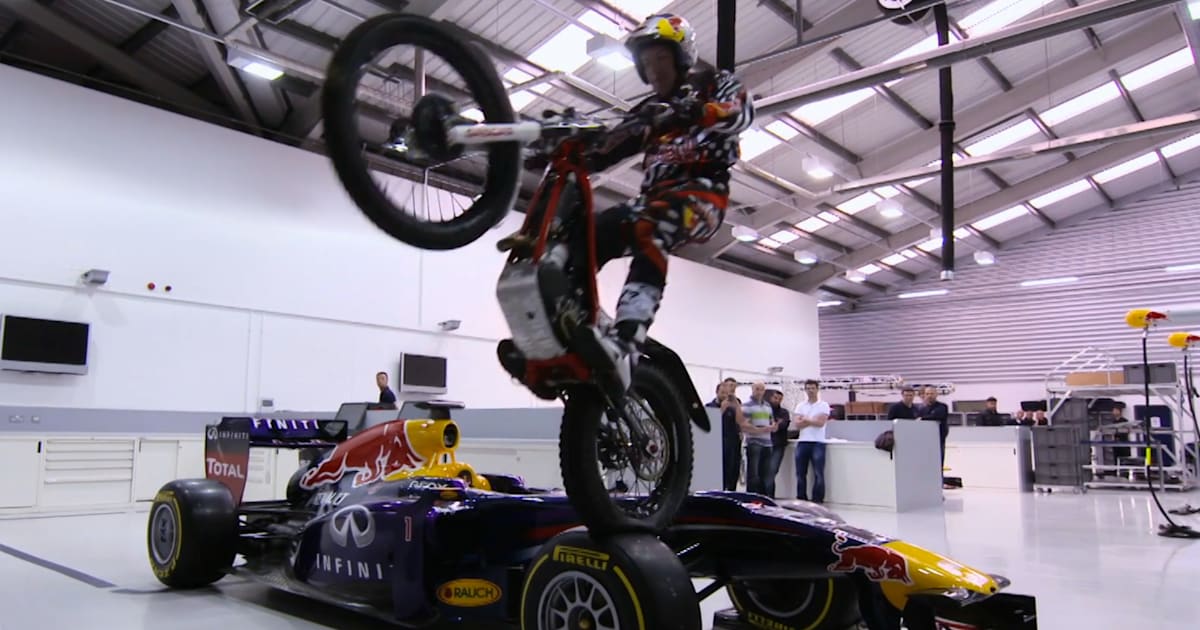 Dougie Lampkin drops in on the Red Bull Racing factory