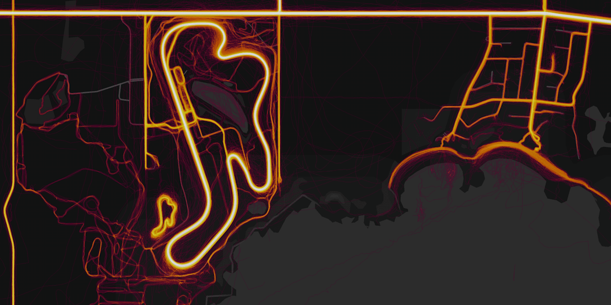 Strava Global Heatmap mapa de calor de los circuitos