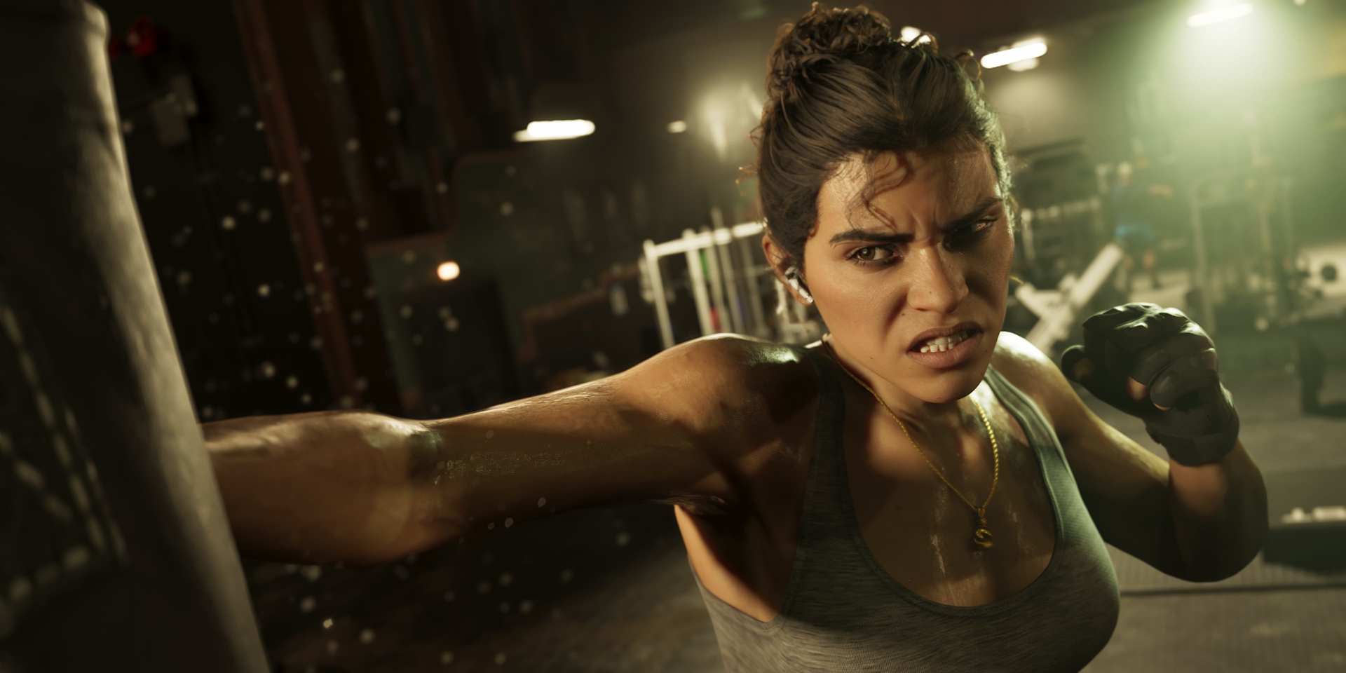 Lucia training in a gym in Grand Theft Auto VI