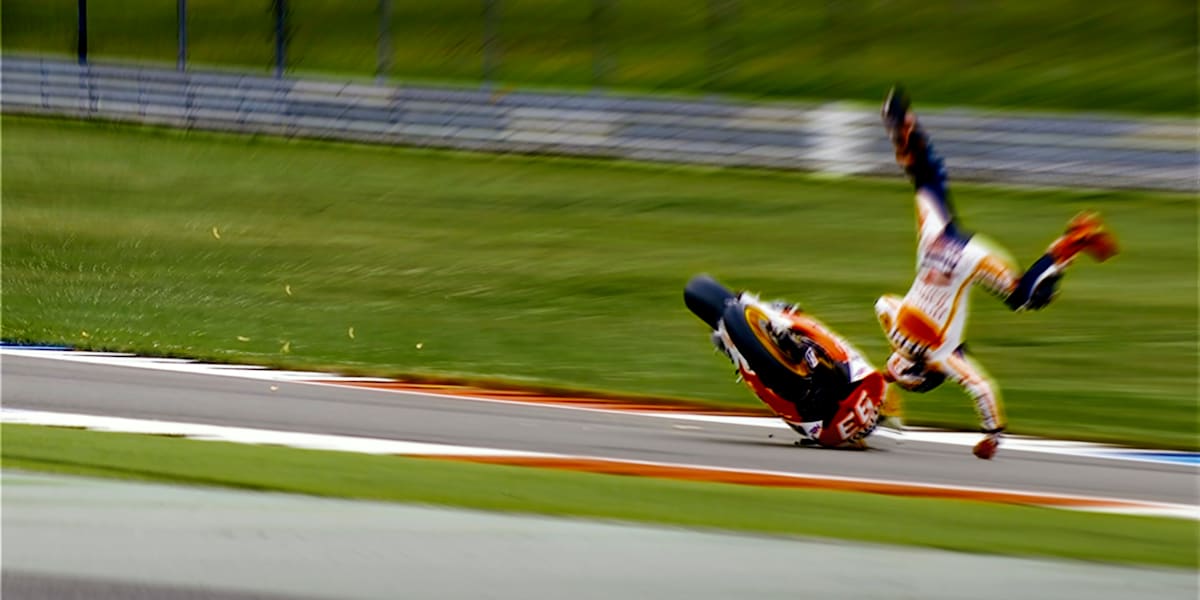 How do riders survive a MotoGP crash