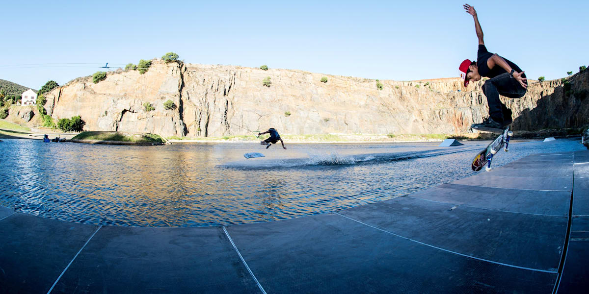 A game of SKATE between a skater and wakeskater video