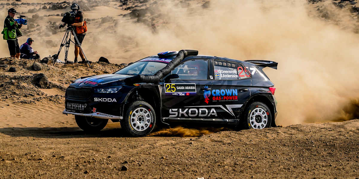 Greensmith commands WRC2 as drama strikes rivals in Saudi Arabia
