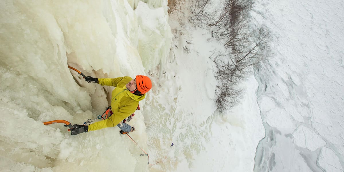 Winter Ice Climbing on the Shores of Lake Superior
