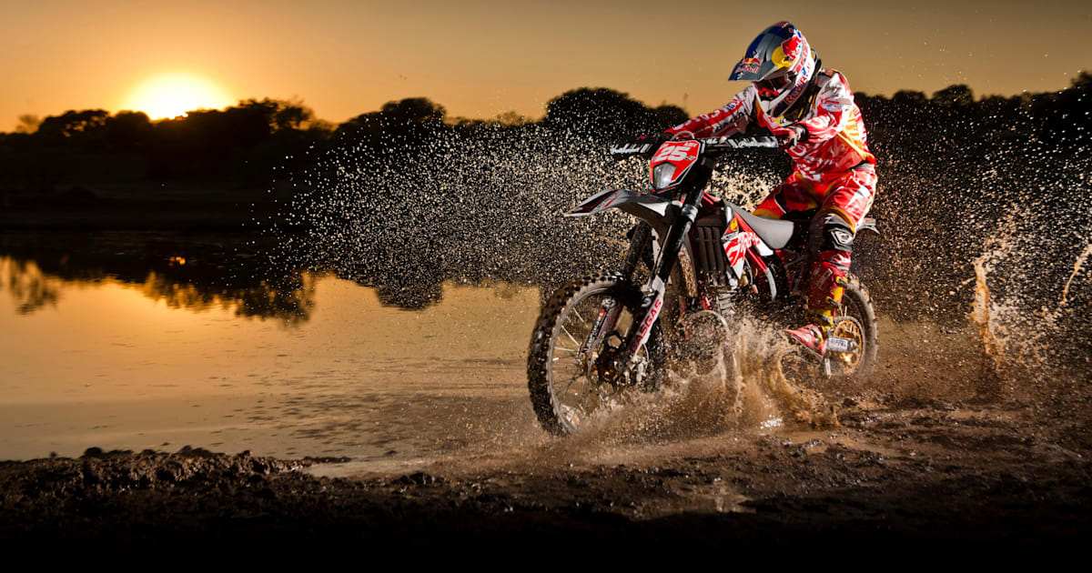Enduro rider Ivan Cervantes rides on water
