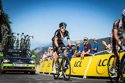 A Team Sky rider competes at a stage of the Tour de France.