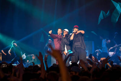 Team Reality Check perform at Red Bull SoundClash in Hamburg, Germany on December 12, 2017.