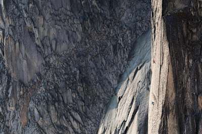 Jon Walsh and Michelle Kadatz climb at Bugaboo Provincial Park, Canada shot by Paul Bride for 2016 Red Bull Illume.