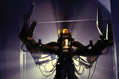 Aliens better watch out when this futuristic forklift comes around.