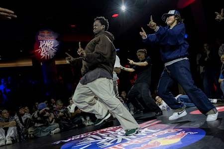 Tevin Redvall performing at Red Bull Dance Your Style World Final in Frankfurt, Germany in Novemeber 2023.