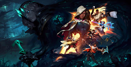 Artwork from League of Legends featuring a number of champions.