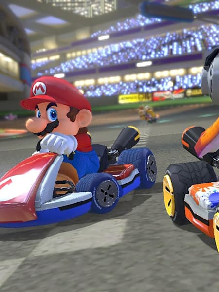 Une image du jeu vidéo de course Mario Kart 8 Deluxe sur la nouvelle console Nintendo Switch.