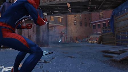 A screenshot of the Spider-Man PS4 Concussive Blast gadget