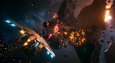 Ein Kampf im Weltall