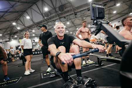 HYROX's new Technical Director of Elite Racing, Mat Lock, on a rowing machine: He is passionate about bringing HYROX to the next level.