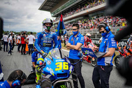 Joan Mir en la parrilla de salida durante el Gran Premio de Catalunya 2021, celebrado en junio en el Circuito de Barcelona-Catalunya.