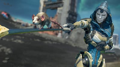 Screenshot aus Apex Legends Season 11 zeigt Ash mit ihrem Begleiter in Form einer Maus.