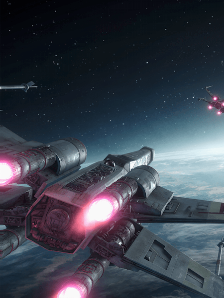 A shot of an X-Wing in Star Wars: Battlefront