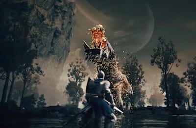 Imagen que muestra una secuencia de acción del juego de rol Elden Ring.