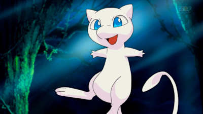 A promo image from Pokémon showing Mew.
