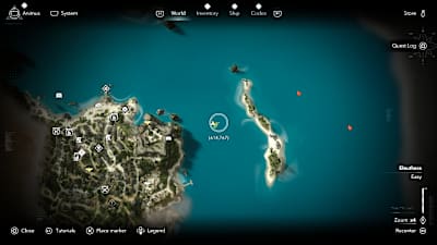 Map showing location of where to find the Red Bull Stormrunner Trinket in Assassin's Creed Black Flag Resynced.