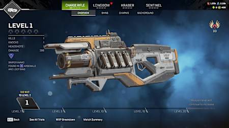Charge Rifle weapon in Apex Legends.