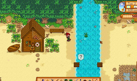 A screenshot of the broken bridge in Stardew Valley