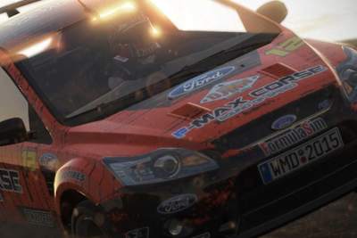 A Ford Focus WRC car depict in the forthcoming Project CARS 2 video game by Slightly Mad Studios