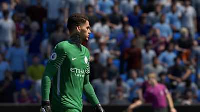 A screenshot of Manchester City goalkeeper Ederson in FIFA 20.
