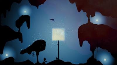 A dark underground area in Gris.