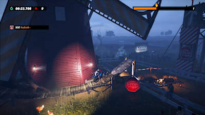 A screenshot from Trials Rising level Tilting at Windmills