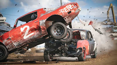 Captura de pantalla de Wreckfest 2 que muestra dos coches tras un choque