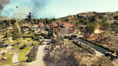 Players clash in a Los Angeles suburb in Battlefield 6's REDSEC.