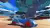 A promotional shot of Sonic creating a slipstream in Sonic Team Racing.