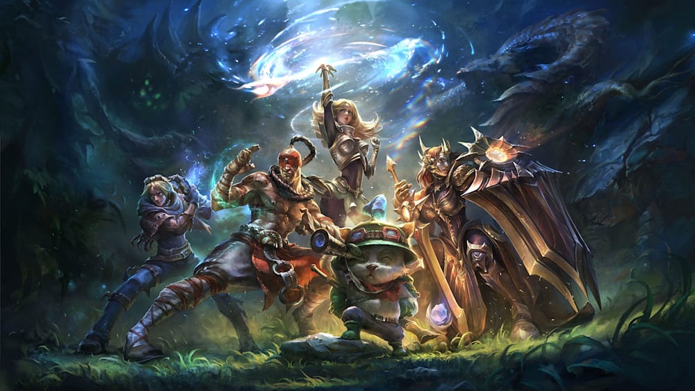 Artwork featuring a selection of champions from League of Legends.