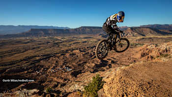 Oregon native Carson Storch caught in action at 2019's Rampage edition in Virgin, Utah