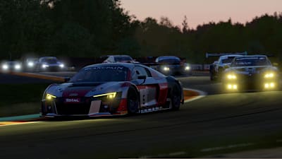 An Audi R8 racing at night in Project CARS 2