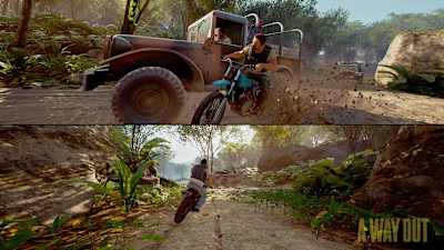 A screenshot showing the vehicles in A Way Out.