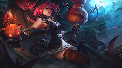 The splash art for Janna’s new Halloween skin.