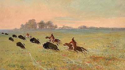 An oil canvas painting by George Catlin (1848)