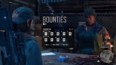 A camp with bounties in Days Gone