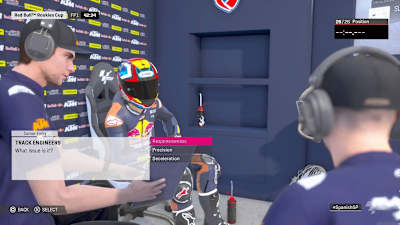 A screenshot of the pit crew in MotoGP 19.