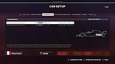 Menú de configuración para la transmisión en F1 2019.