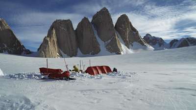 Base camp for the Spectre Mountain Climb expedition of Leo Houlding and friends.