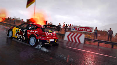 Screenshot of a Citroën racing in WRC 8.